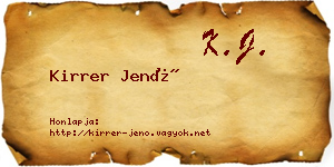 Kirrer Jenő névjegykártya