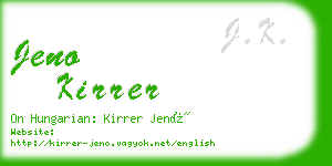 jeno kirrer business card